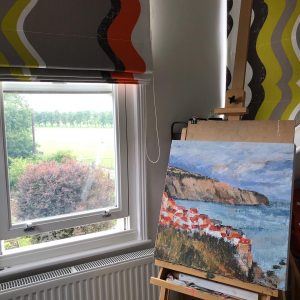 Robin Hoods Bay on easel